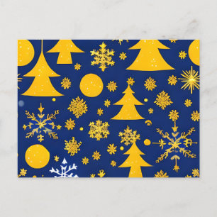 Cartes Pour Fêtes Annuelles Golden Snowflakes et Trees Festive Card