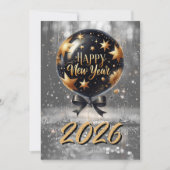 Cartes Pour Fêtes Annuelles Golden Sparkle New Year Balloon with 2026 Glow (Devant)