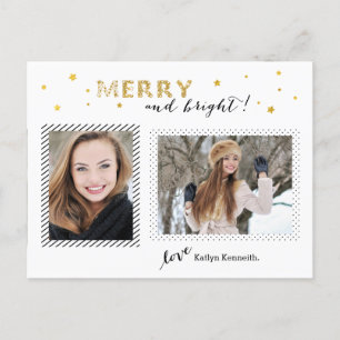 Cartes Pour Fêtes Annuelles Golden Stars - Joyeuse et Bright PostCard