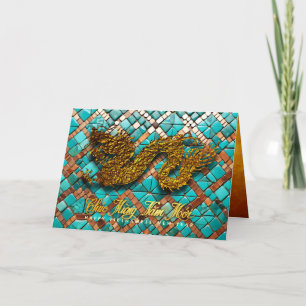Cartes Pour Fêtes Annuelles Golden Vietnamese Dragon Année 2024 Mosaic GC