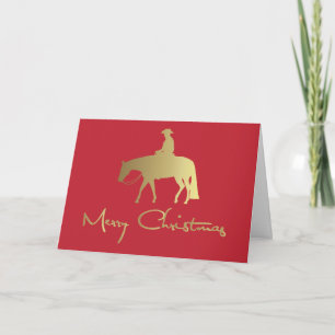 Cartes Pour Fêtes Annuelles Golden Western Pleasure Horse Red Christmas
