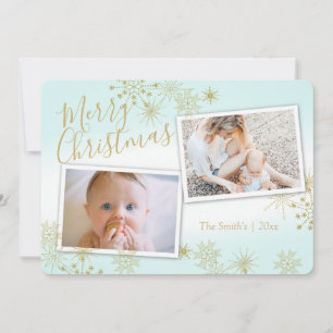 Cartes Pour Fêtes Annuelles Golden Winter Snowflics Holiday Photo