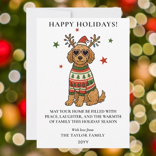 Cartes Pour Fêtes Annuelles Goldendoodle Dog Ugly Sweater Christmas
