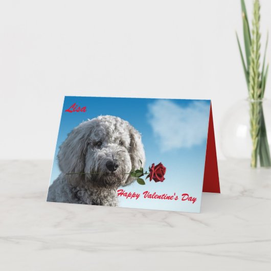 CARTES POUR FÊTES ANNUELLES GOLDENDOODLE JOYEUX VALENTIN (Devant)
