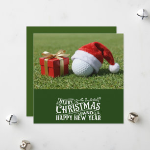 Cartes Pour Fêtes Annuelles Golf à thème de Noël avec balle de golf sur vert