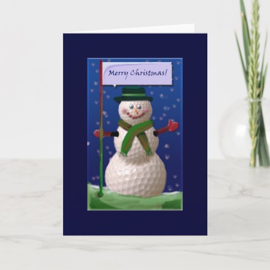 Cartes Pour Fêtes Annuelles Golf Ball Snowman pour Golf Nut (Devant)