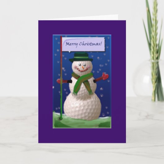 Cartes Pour Fêtes Annuelles Golf Ball Snowman pour Golf Nut (Devant)