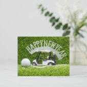 Cartes Pour Fêtes Annuelles Golf Bonne année sur l'herbe verte pour Golfer (Debout devant)