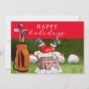 Cartes Pour Fêtes Annuelles Golf Christmas Holiday Santa Claus aquarelle