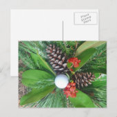 Cartes Pour Fêtes Annuelles Golf cônes de pin et verdure Noël (Devant / Derrière)