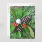 Cartes Pour Fêtes Annuelles Golf cônes de pin et verdure Noël (Devant / Derrière)