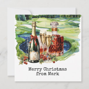 Cartes Pour Fêtes Annuelles Golf Course avec boisson de Noël pour golfeur