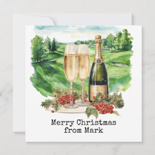 Cartes Pour Fêtes Annuelles Golf Course avec boisson de Noël pour golfeur