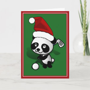 Cartes Pour Fêtes Annuelles Golf de l'ours Panda Christmas