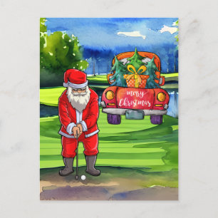 Cartes Pour Fêtes Annuelles Golf de Noël au Père Noël à Bunker