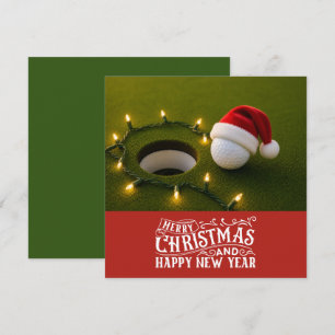 Cartes Pour Fêtes Annuelles Golf de Noël avec balle de golf sur le vert