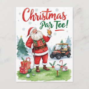 Cartes Pour Fêtes Annuelles Golf de Noël par le tee Père Noël sur Green