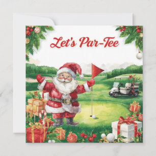 Cartes Pour Fêtes Annuelles Golf de Noël  Par-tons avec le Père Noël  