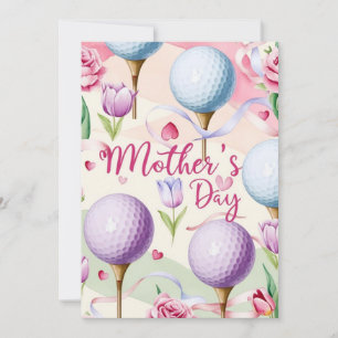 Cartes Pour Fêtes Annuelles Golf Fête des Mères avec balle et fleurs pour Mama