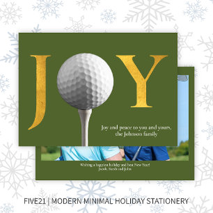 Cartes Pour Fêtes Annuelles Golf Joy & Peace Green Christmas Photo