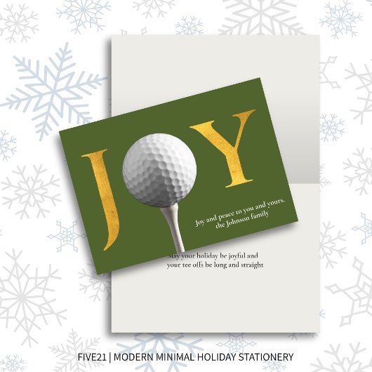 Cartes Pour Fêtes Annuelles Golf Joy & Peace Green Noël plié