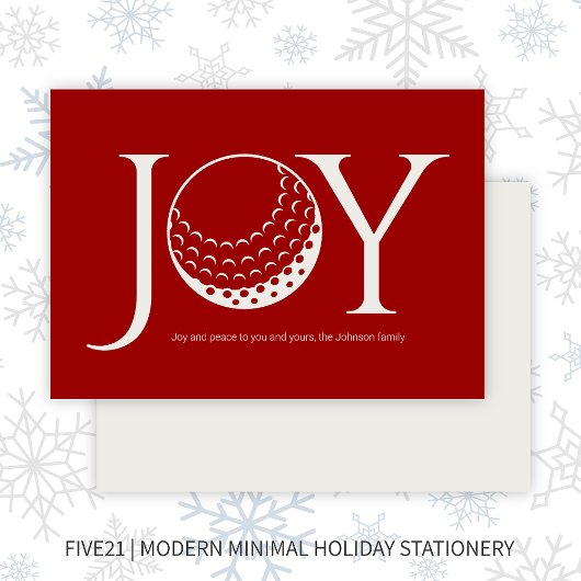 Cartes Pour Fêtes Annuelles Golf Joy & Peace Red Flat Christmas