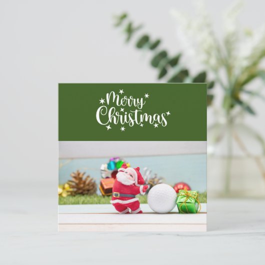 Cartes Pour Fêtes Annuelles Golf Joyeux Noël avec le Père Noël (Debout devant)