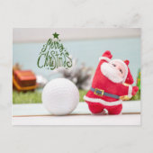 Cartes Pour Fêtes Annuelles Golf Joyeux Noël avec le Père Noël (Devant)