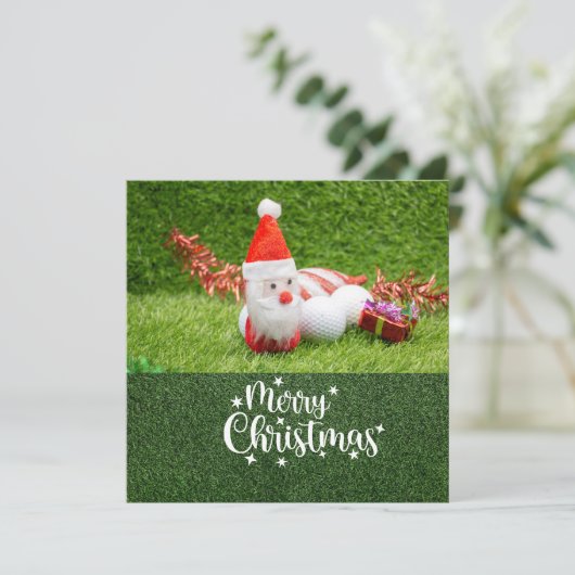 Cartes Pour Fêtes Annuelles Golf Joyeux Noël avec le Père Noël (Debout devant)