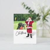 Cartes Pour Fêtes Annuelles Golf Joyeux Noël avec le Père Noël au drapeau (Debout devant)