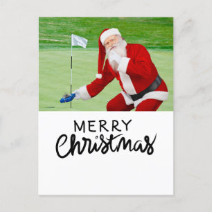 Cartes Pour Fêtes Annuelles Golf Joyeux Noël avec le Père Noël en vert
