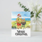 Cartes Pour Fêtes Annuelles Golf Joyeux Noël avec Santa Hat en vert (Debout devant)