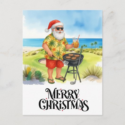Cartes Pour Fêtes Annuelles Golf Joyeux Noël avec Santa Hat en vert (Devant)