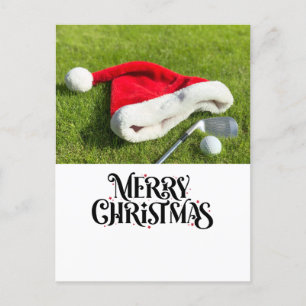 Cartes Pour Fêtes Annuelles Golf Joyeux Noël avec Santa Hat en vert