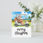 Cartes Pour Fêtes Annuelles Golf Joyeux Noël Père Noël Golfer Beach Thème (Debout devant)