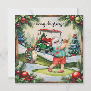 Cartes Pour Fêtes Annuelles Golf Juillet Noël avec Santa Claus Golf