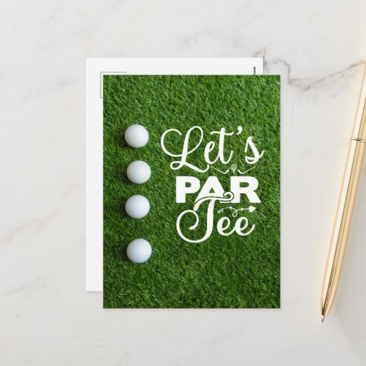 Cartes Pour Fêtes Annuelles Golf Let's Par Tee (Devant/Arrière en situation)