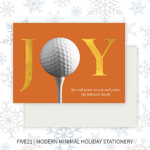 Cartes Pour Fêtes Annuelles Golf moderne Joie & Paix Orange Noël