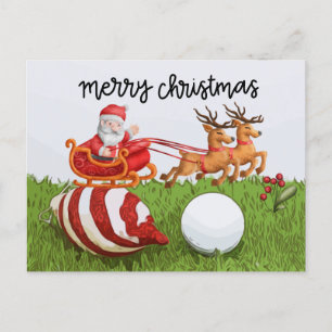 Cartes Pour Fêtes Annuelles Golf Noël avec le Père Noël pour golfeur