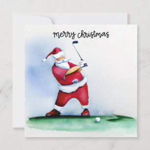 Cartes Pour Fêtes Annuelles Golf Noël Santa Claus est golfeur sur vert