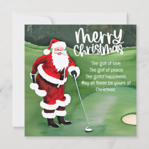 Cartes Pour Fêtes Annuelles Golf Noël Santa Claus est golfeur sur vert