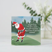 Cartes Pour Fêtes Annuelles Golf Noël Santa Claus est golfeur sur vert (Debout devant)