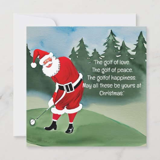 Cartes Pour Fêtes Annuelles Golf Noël Santa Claus est golfeur sur vert (Devant)