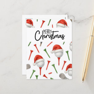 Cartes Pour Fêtes Annuelles Golf Noël Santa Hat Rouge et Tee - shirts verts