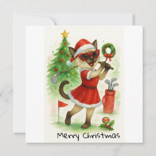 Cartes Pour Fêtes Annuelles Golf Noël thème pour Amoureux des chats Golfer