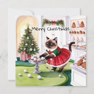 Cartes Pour Fêtes Annuelles Golf Noël thème pour Amoureux des chats Golfer