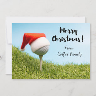 Cartes Pour Fêtes Annuelles Golf Noël Vacances avec chapeau de Santa sur le go