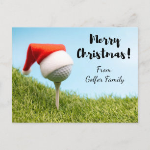 Cartes Pour Fêtes Annuelles Golf Noël Vacances avec chapeau de Santa sur le go