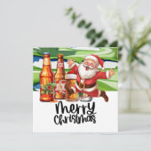 Cartes Pour Fêtes Annuelles Golf Père Noël et bière pour Noël Funny Golfer (Debout devant)
