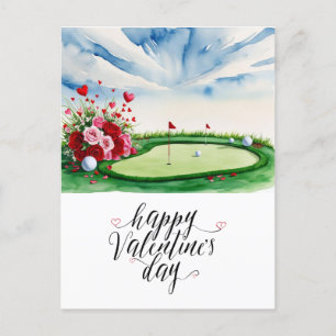 Cartes Pour Fêtes Annuelles Golf romantique avec Roses - Aquarelle